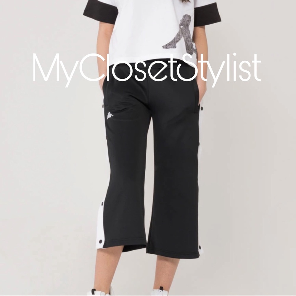 KAPPA Black Track Flare Pants Sweatpants! NWT XS/S - Picture 2 of 3